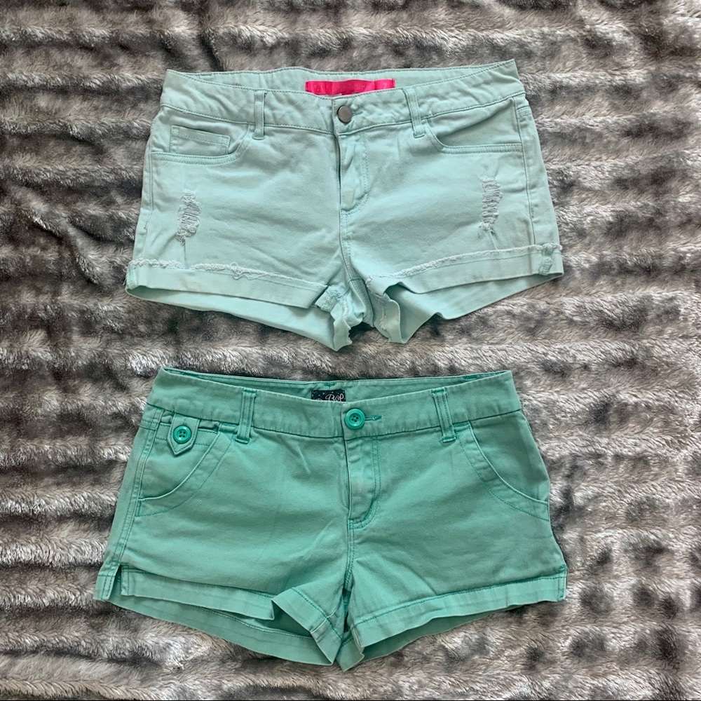 Two Pair Teal & Aqua Shorts - Size Juniors 7